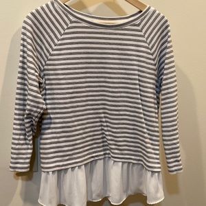 Loft grey and white striped blouse. Great for work or casual with jeans!